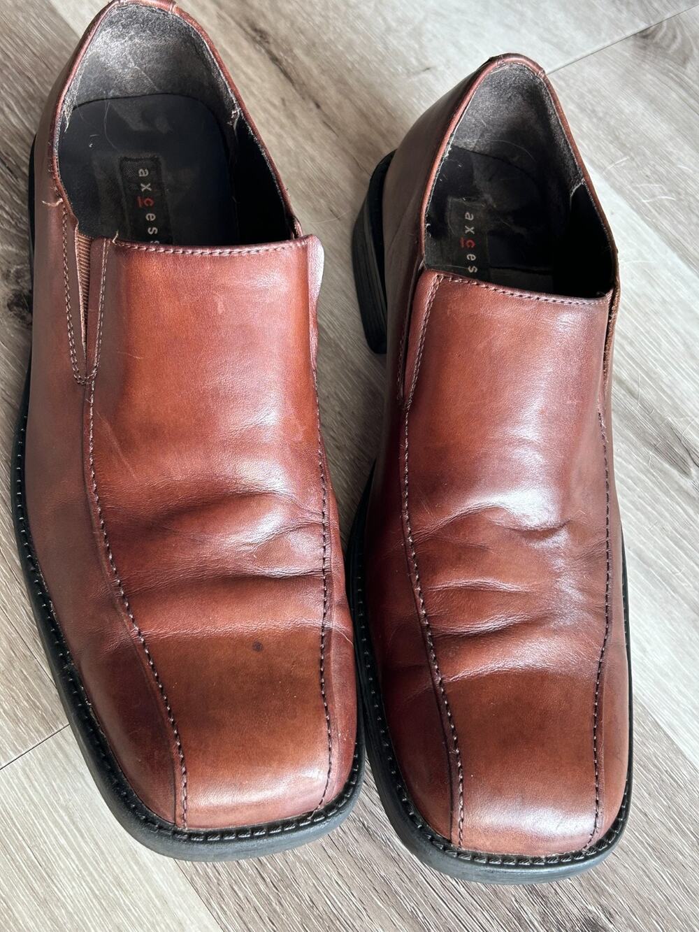 Axcess Claiborne Vernon Shoes Brown Leather Casual Dress Slip On - Mens 11M